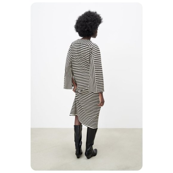 !! Zara Extra Soft Knit Wool Stripe Long Sleeve Dress sz M 100% wool - Picture 5 of 11